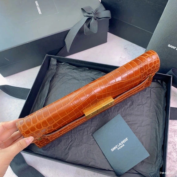 YSL LEATHER CLUTCH CROCODILE-EMBOSSED IN MANHATTAN 0712